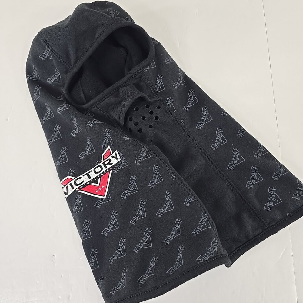VICTORY MOTORCYCLE BLACK BALACLAVA FACE MASK LOGO ACCENT *DISCONTINUED* *VGC*...